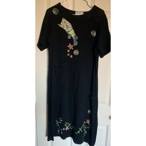 Vintage Crazy Fish Linen Dress Women’s Size Small